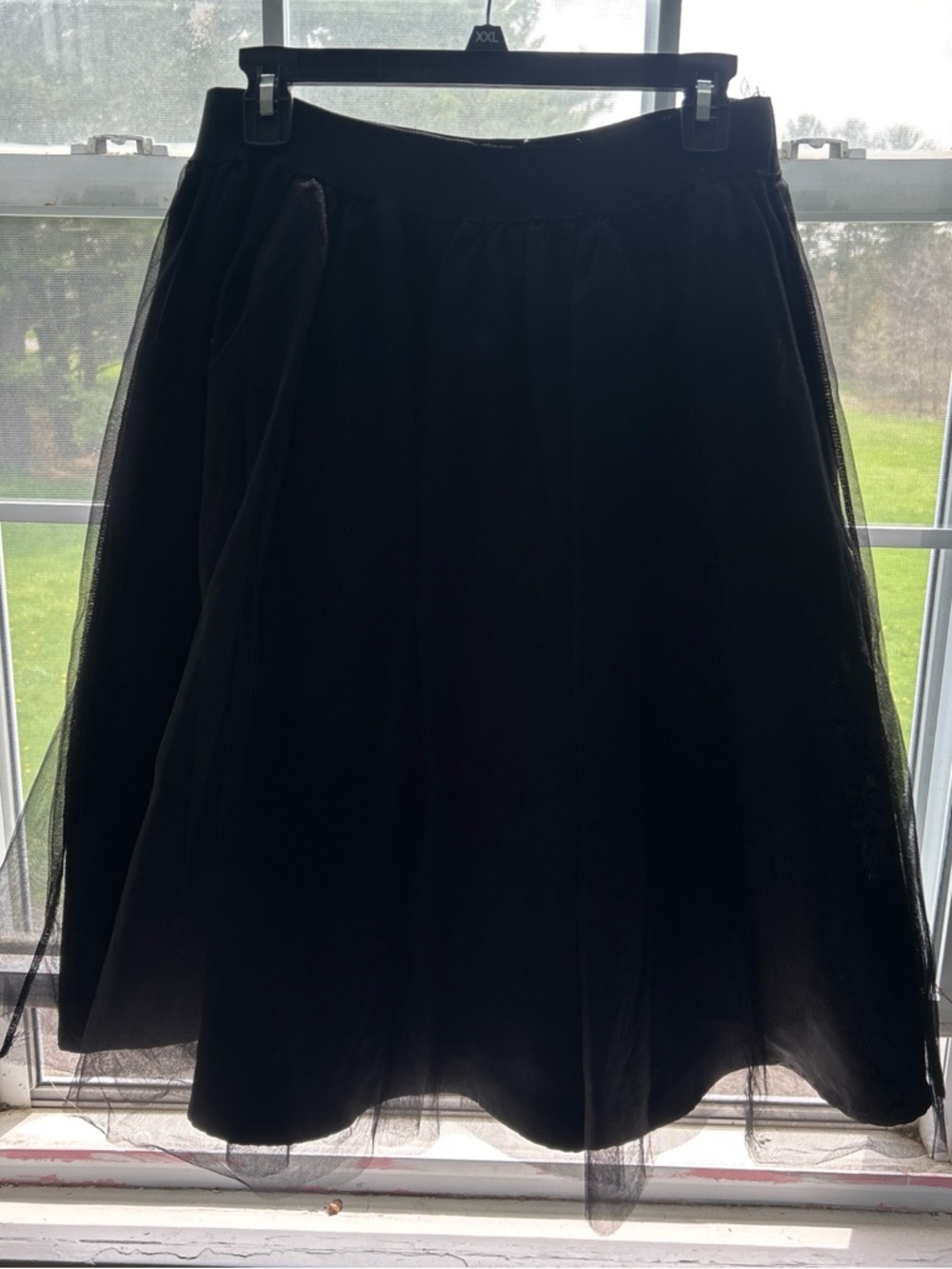 Soprano Black Circle Skirt with Tulle Overlay